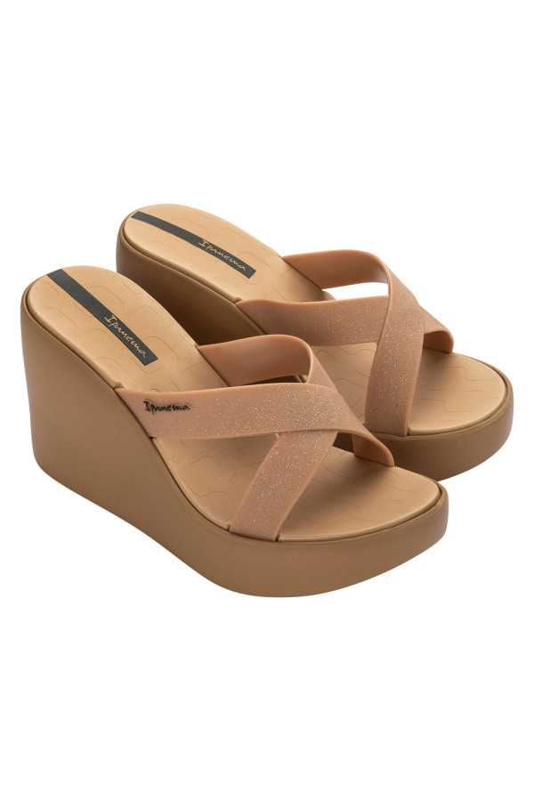 IPANEMA HIGH FASHION II SLIDE BEIGE/GLITTER BEIGE/GREEN